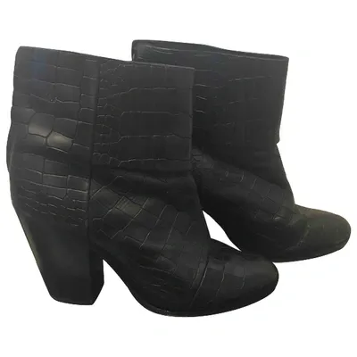 Pre-owned Rag & Bone Leather Ankle Boots In Black