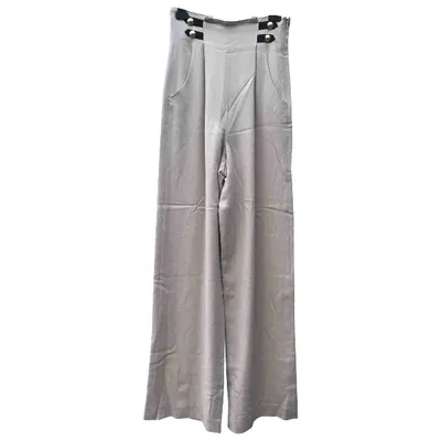 Pre-owned Temperley London Wool Trousers In Ecru