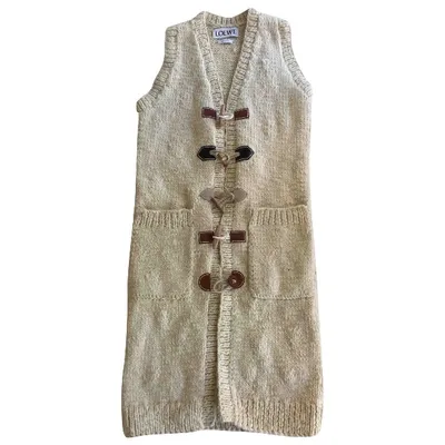 Pre-owned Loewe Wool Cardi Coat In Beige