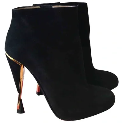 Pre-owned Diane Von Furstenberg Ankle Boots In Black