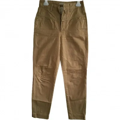 Pre-owned Closed Straight Pants In Beige