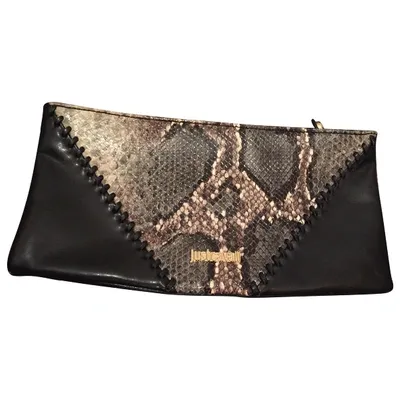 Pre-owned Just Cavalli Blake  Snake Cavalli Clutch Bag In Black