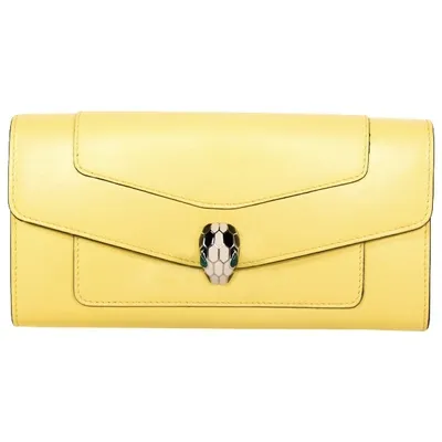 Pre-owned Bulgari Leather Wallet In Yellow