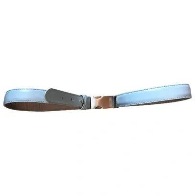 Pre-owned Moschino Leather Belt In Blue