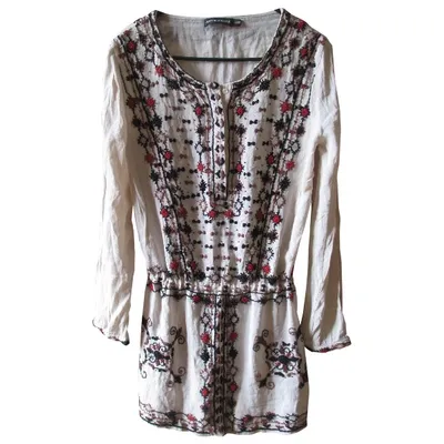 Pre-owned Antik Batik Mini Dress In Ecru