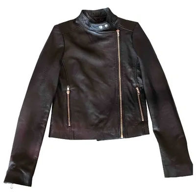 Pre-owned Muubaa Leather Biker Jacket In Black