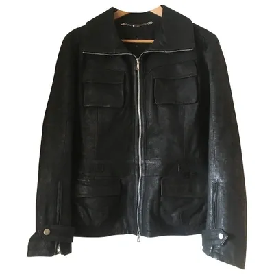 Pre-owned Trussardi Leather Jacket In Black