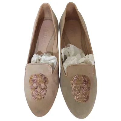 Pre-owned Alexander Mcqueen Flats In Beige