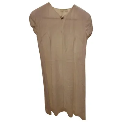 Pre-owned Krizia Linen Mid-length Dress In White