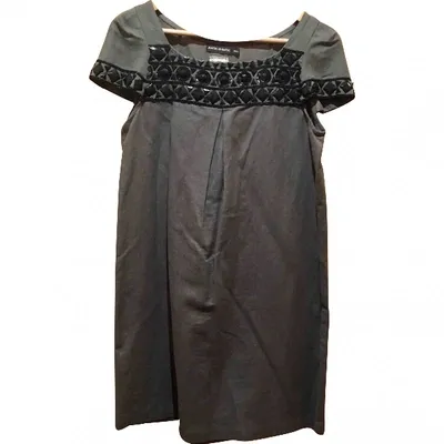 Pre-owned Antik Batik Linen Mid-length Dress In Khaki