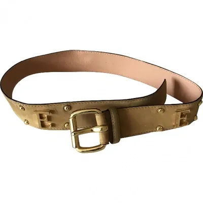 Pre-owned Escada Leather Belt In Beige