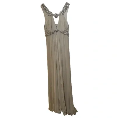 Pre-owned Jenny Packham Silk Maxi Dress In Grey