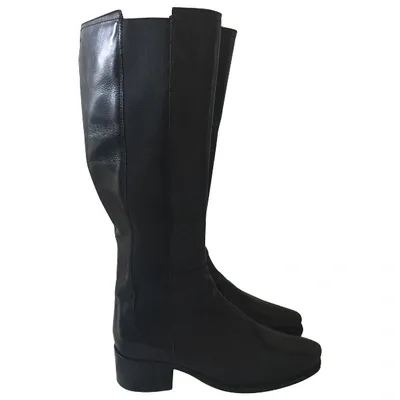 Pre-owned Jil Sander Leather Riding Boots In Black