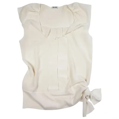 Pre-owned Miu Miu Silk Blouse In Ecru