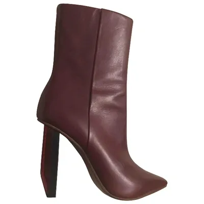 Pre-owned Vetements Leather Ankle Boots In Burgundy