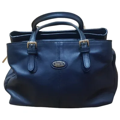 Pre-owned Bric's Leather Bowling Bag In Blue