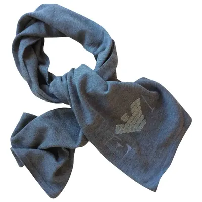 Pre-owned Emporio Armani Wool Scarf In Grey