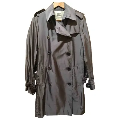 Pre-owned Burberry Silk Trench Coat In Metallic