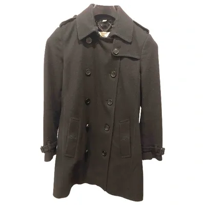 Pre-owned Burberry Wool Trench Coat In Black