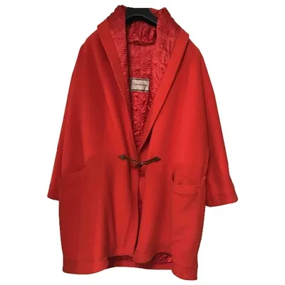 Pre-owned Versace Wool Coat In Red