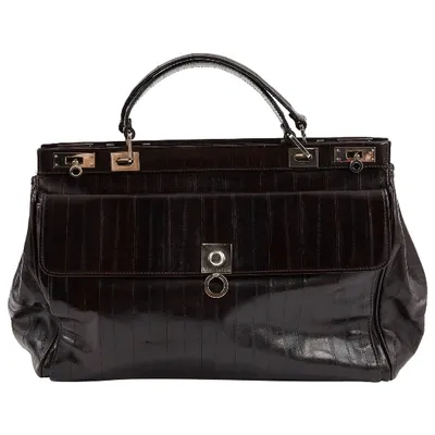 Pre-owned Trussardi Leather Handbag In Black