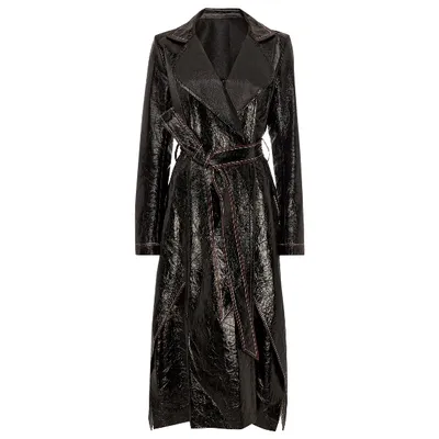 Pre-owned Roland Mouret Leather Coat In Black