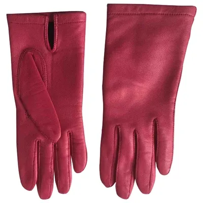 Pre-owned Maison Fabre Leather Gloves In Pink