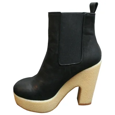 Pre-owned Allsaints Leather Ankle Boots In Black