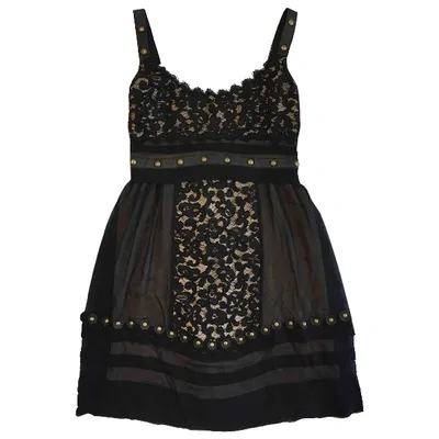 Pre-owned Temperley London Silk Mini Dress In Black