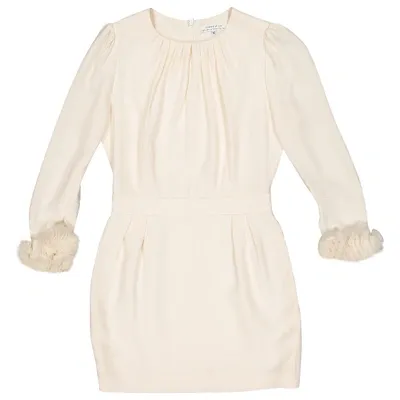 Pre-owned Andrew Gn Silk Mid-length Dress In Ecru