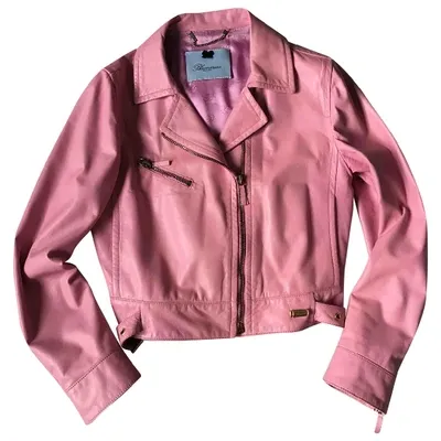 Pre-owned Blumarine Leather Biker Jacket In Pink