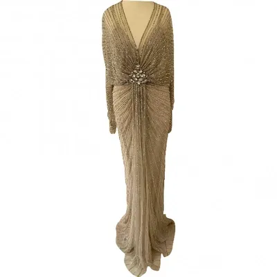 Pre-owned Jenny Packham Maxi Dress In Beige