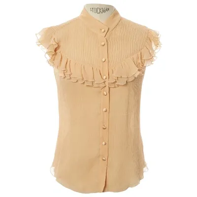 Pre-owned Diane Von Furstenberg Silk Shirt In Beige