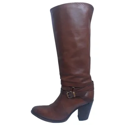 Pre-owned Sartore Leather Boots In Brown