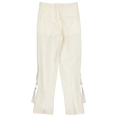 Pre-owned Krizia Wool Straight Pants In Ecru