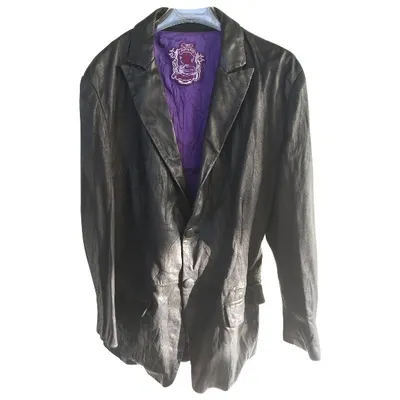 Pre-owned Cycle Leather Biker Jacket In Black