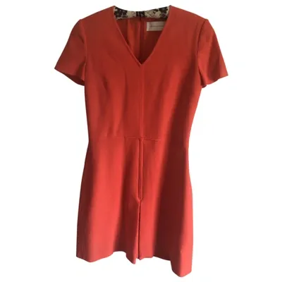 Pre-owned Victoria Victoria Beckham Wool Mini Dress In Orange