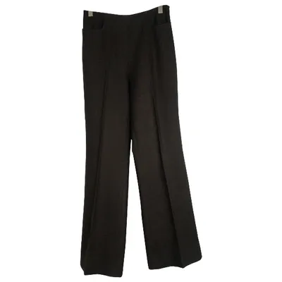 Pre-owned Miu Miu Wool Straight Pants In Brown