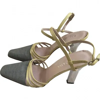 Pre-owned Escada Cloth Sandals In Grey