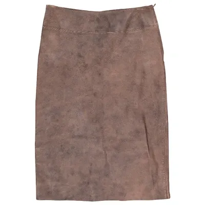 Pre-owned Plein Sud Leather Mid-length Skirt In Brown