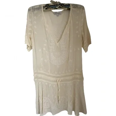 Pre-owned Temperley London Silk Mini Dress In Ecru