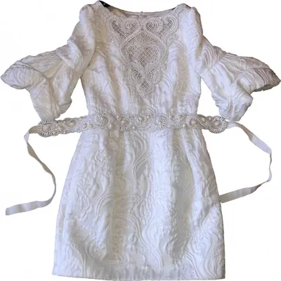 Pre-owned Andrew Gn Silk Mini Dress In White