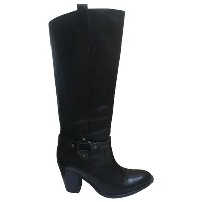 Pre-owned Sartore Leather Riding Boots In Black