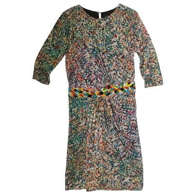 Pre-owned Saloni Silk Mid-length Dress In Multicolour