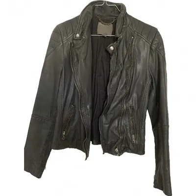 Pre-owned Muubaa Leather Jacket In Black