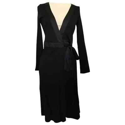 Pre-owned Diane Von Furstenberg Wool Mid-length Dress In Black