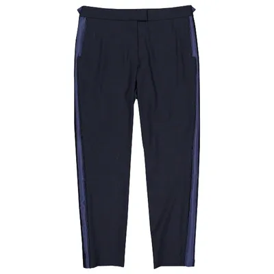 Pre-owned Veronica Beard Wool Straight Pants In Navy