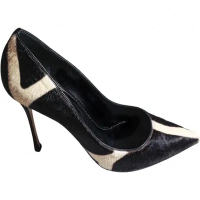 Pre-owned Sergio Rossi Pony-style Calfskin Heels In Black