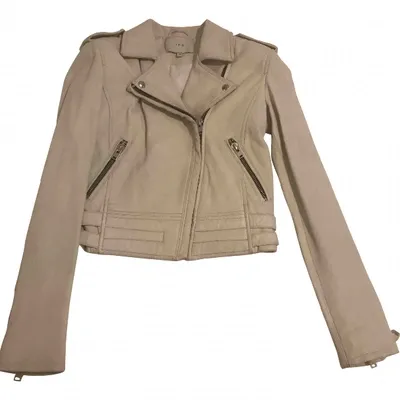 Pre-owned Iro Leather Biker Jacket In Beige