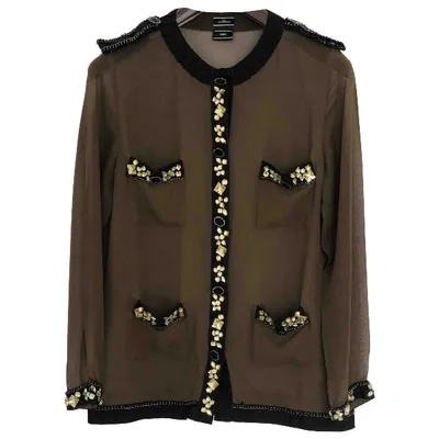 Pre-owned By Malene Birger Silk Blouse In Khaki